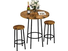 Recaceik 3 Piece Pub Dining Set Rustic Brown 23" 