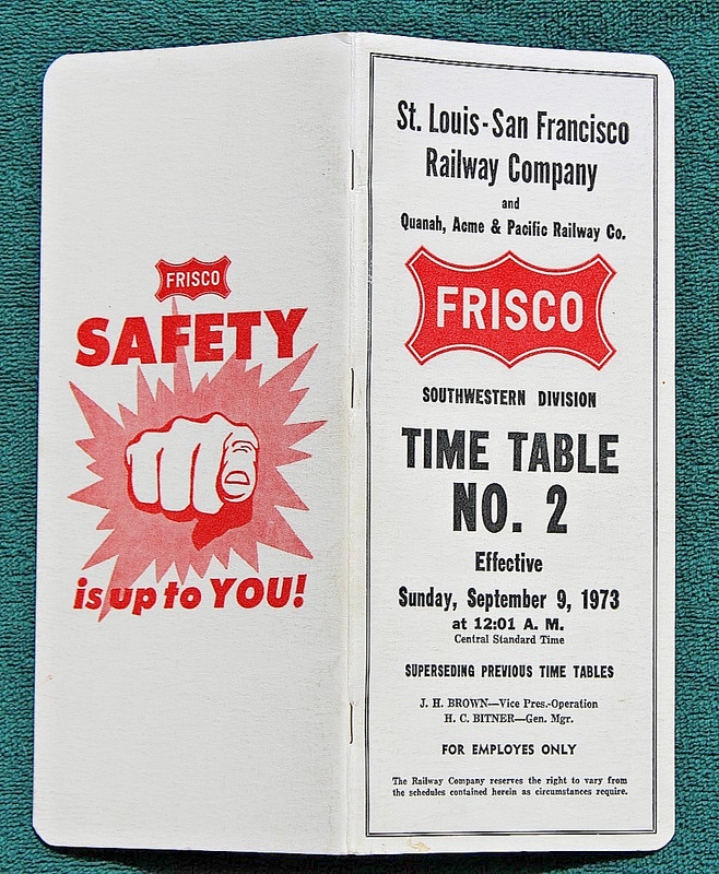 1973 Frisco Railroad Quanah Acme & Pacific Railway St Louis San Francisco SW Div