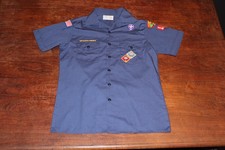 Boy Scouts of America BSA Youth Shirt Blue X-Large XL Sewn Patches Short Sleeve