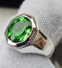 Green Emerald Gemstone Ring With 925 Sterling Silver Ring For Men's