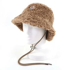 MONCLER BERRETTO Logo Patch Boa Bucket Hat/Athletic Hat Brown M Made in Italy La