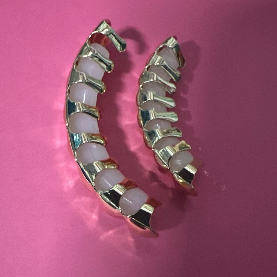 14k Gold/silver Plated Hip Hop Teeth Grillz Top Bottom Gold Custom Grills 8on8 - Image 3 of 4