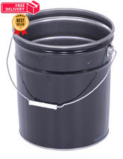 Vestil Pail-STL-RI Steel Open Head Pail, 5 Gallon, Black One Size,