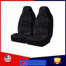 Auto Drive Universal Fit High Back Faux Fur Car Seat Covers Black 2 Piece Set