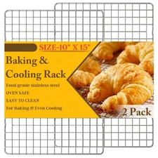 Stainless Steel Baking Rack, 10x15 Inches, For Cookies Roasting, 2Pcs, Silver
