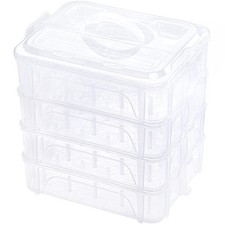 New brothread 4 Layers Stackable Clear Storage 4 Layers, Transparent