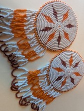 2 NATIVE AMERICAN ROUND BEADED MULTI COLORED MEDALLIONS,