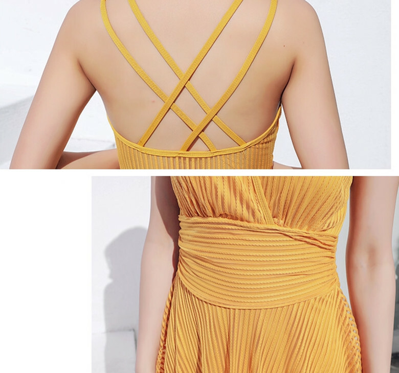 Korean Women One Piece Elegant Sundress Swim Dress Bathing