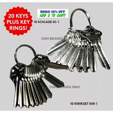 20 ILCO KWIKSET KW-1 SCHLAGE SC-1 W RINGS House Key Blanks NICKEL PL RE-LANDLORD