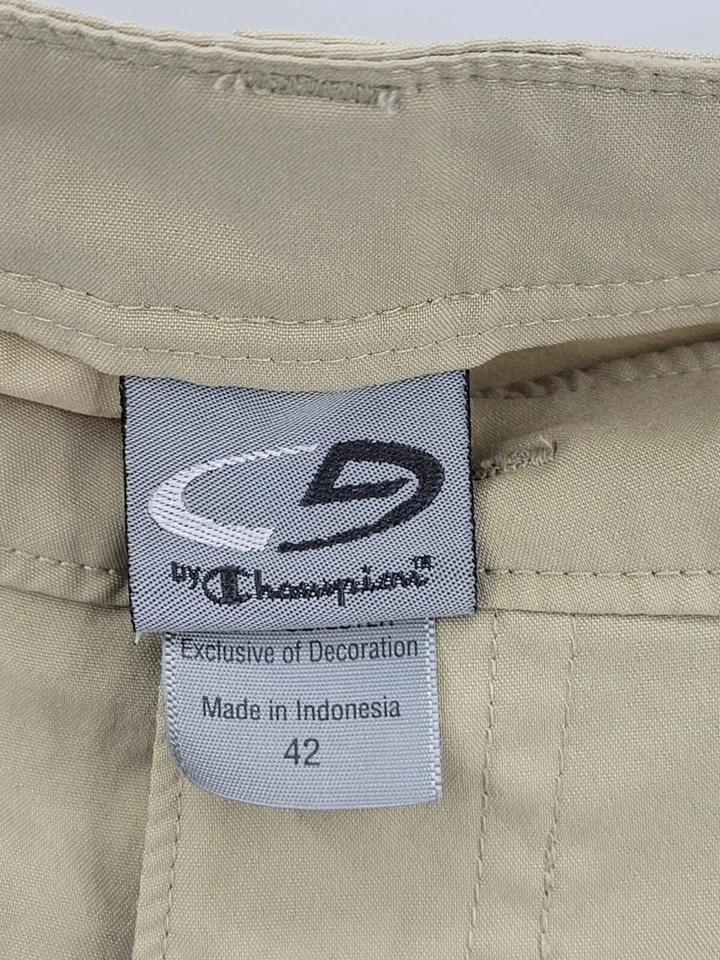 Champion C9 Shorts Mens 42 Tan Khaki Flat Front Casual Pockets Performance Chino - Image 3 of 4