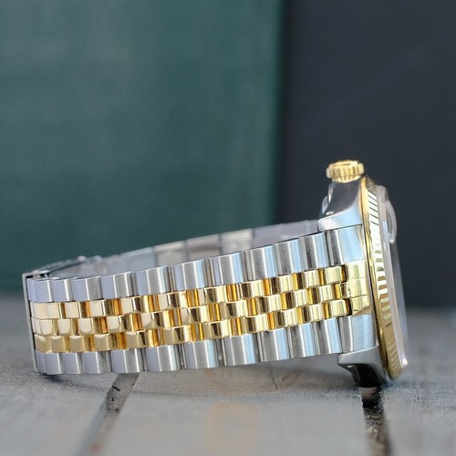 Rolex Mens Datejust 16233 18K Gold Steel Champagne Index Dial Fluted 36mm Watch - Picture 7 of 23