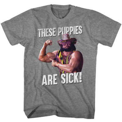 Macho Man These Puppies Are Sick Adult Graphite Shirt