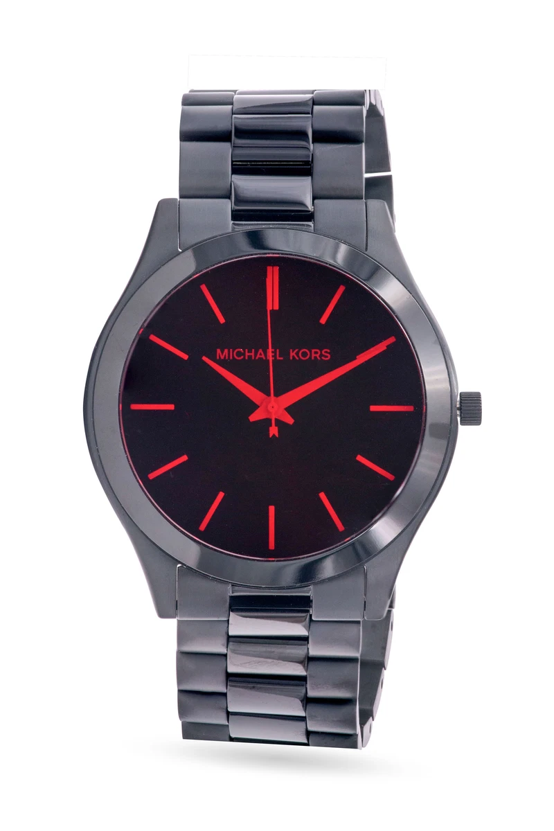 Michael kors men's slim runway black stainless steel watch sale
