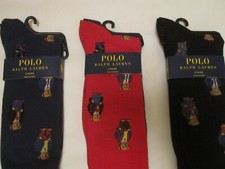 Polo Ralph Lauren Men's Polo Bear Trouser Socks 2-Pack Black  Navy  Red NWT