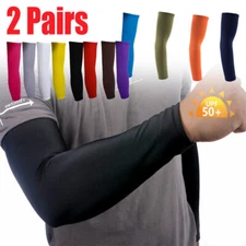 2 Pairs Cooling Arm Sleeves Cover UV Sun Protection Sports Outdoor For Men Women