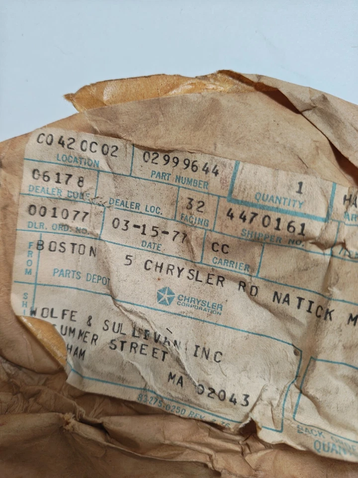 Manivela de ventana de puerta delantera cromada Dodge Plymouth Chrysler 69-74 2999644 Nuevo de Lote Antiguo Foto 4 de 4