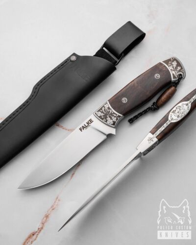 HUNTING KNIFE HUNTER ELEGANCE HE 006 M390 STABILIZED TURKISH WALNUT FALKE - Picture 1 of 20