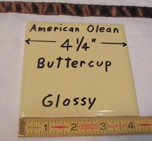 1 pc. Vintage *Buttercup / Yellow* Glossy Ceramic Tile:  American Olean 4-1/4"