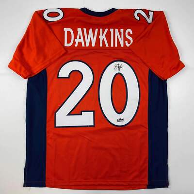 Facsimile Autographed Brian Dawkins Denver Orange Reprint Jersey Size Men's XL