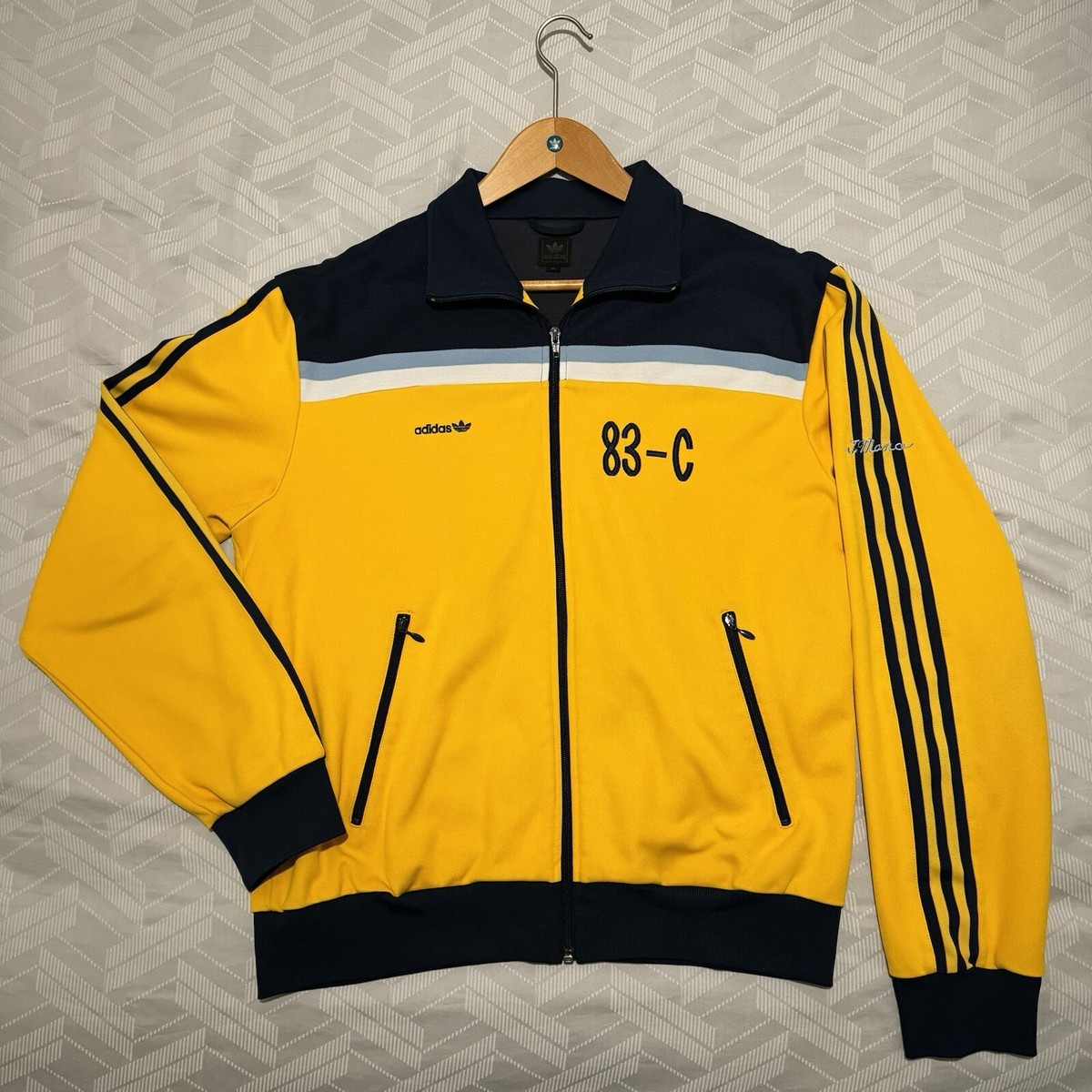 トップス 83 adidas Originals 83-C XL Extra Large Track Top Jacket Yellow