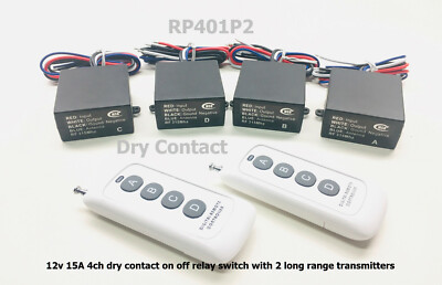 12v DC 15A 315mhz 4ch dry-contact on off switch 2 long range remote RP401P2