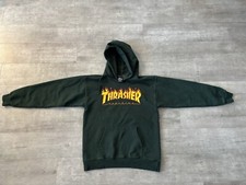 THRASHER FLAME LOGO HOODIE (FOREST GREEN), SIZE S, RARE!