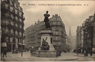 CPA PARIS 5. Place Maubert Statue von Etienne Dolet (997820)