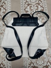 Backpack, Beige Canvas and Vegan leather Medium NEW 