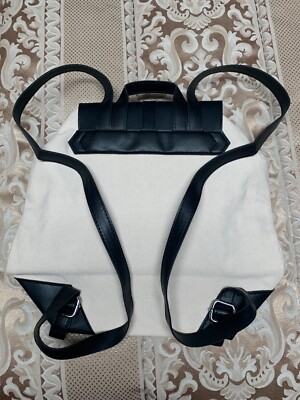 Backpack, Beige Canvas and Vegan leather Medium (NEW)