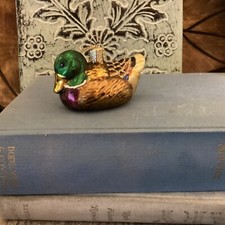 Mallard Duck Glass Old World Christmas Ornament 3  x 2  