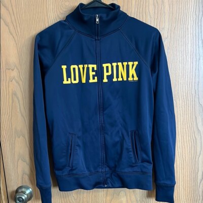 PINK Victoria's Secret Michigan Wolverines Full Zip Navy Track Jacket XS