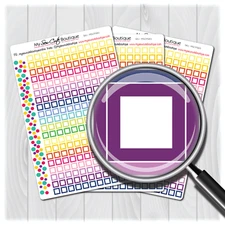 Square Box Planner Stickers for Diary Calendars, Journals and Scrapbooking