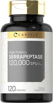 Serrapeptase 120000 SPU | 120 Capsules | Supports Sinus Health | by Carlyle