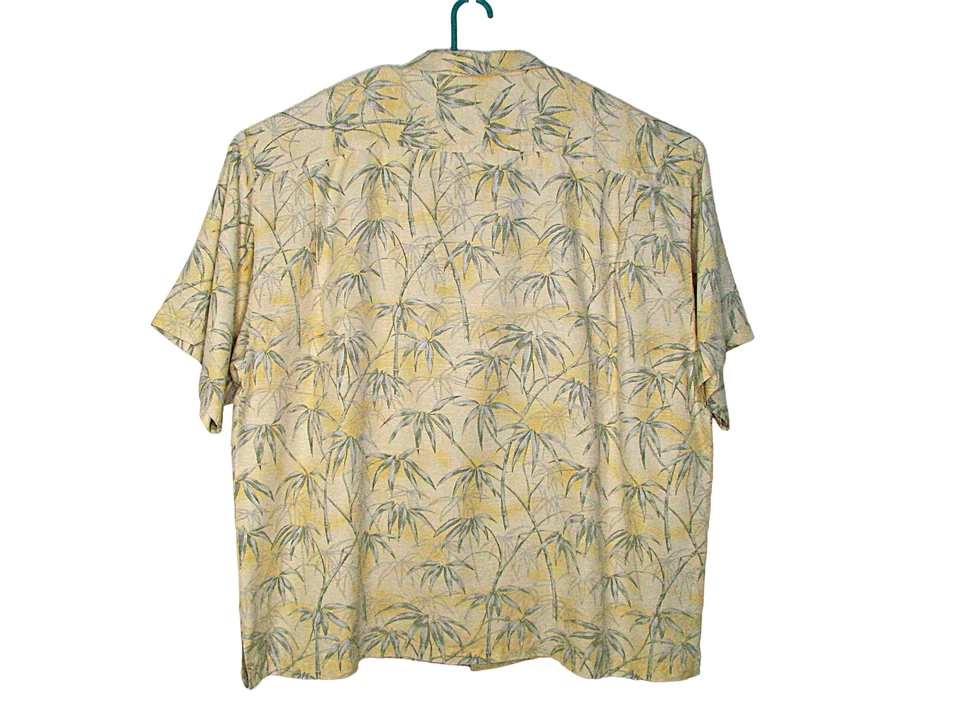Camisa de vestir para hombre Tommy Bahama estampado bambú seda amarillo verde S/S abotonada XXL Foto 2 de 4
