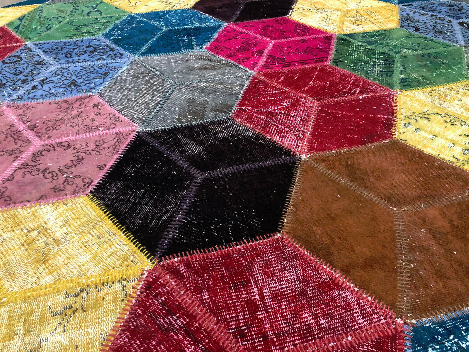 favorite 8x11 GEOMETRIC VINTAGE RUG turkish MODERN colorful Daily bargain sale HAND-KNOTTED