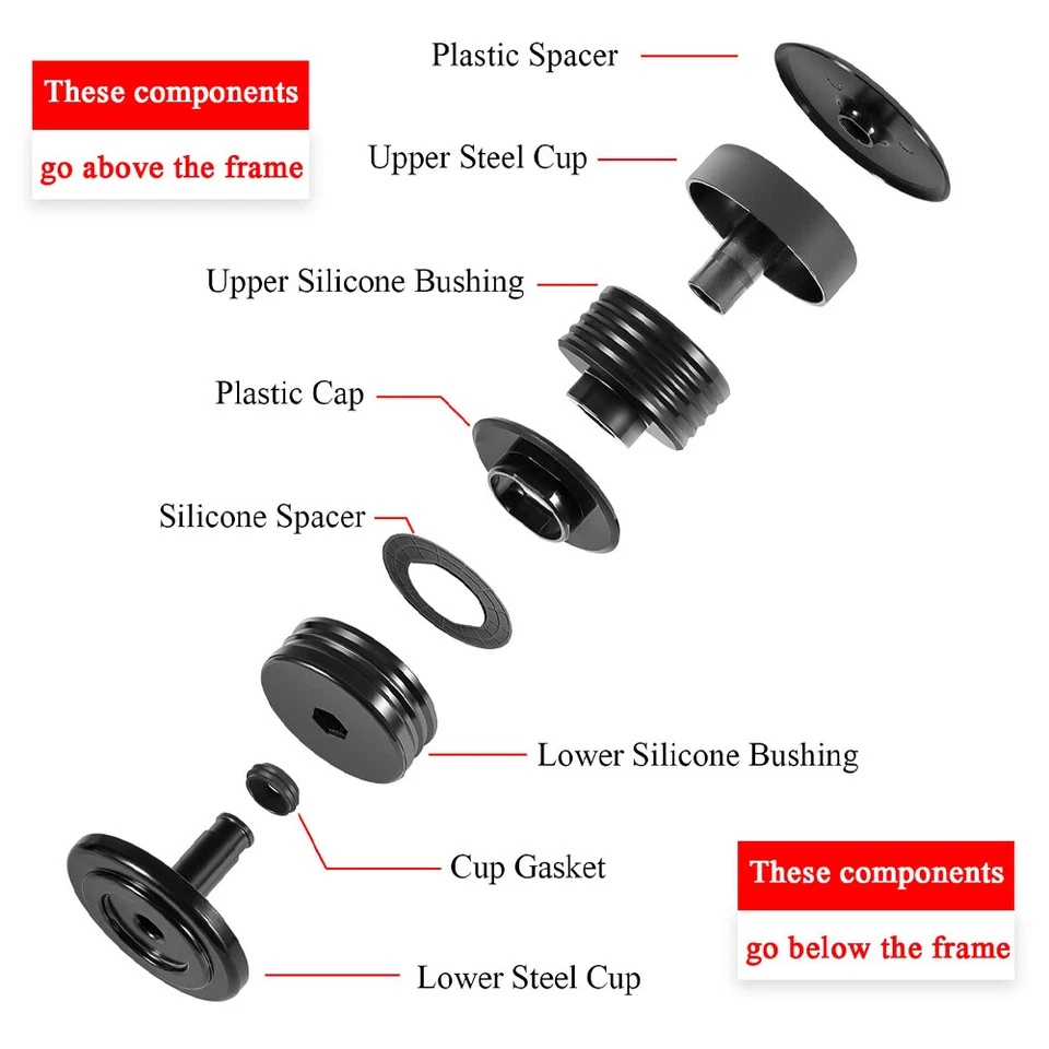 Silicone Body Mount Bushings Kit for 08-16 Ford Super Duty Crew Cab F-250 F-350 - Image 4 of 4