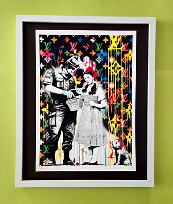 DEATH NYC Hand Signed LARGE Print Framed 16x20in COA Banksy Wizard of Oz Girl #7