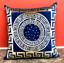 Multi Greek Circles border With Crystal Stone decorative 18" Pillow Throw Cover