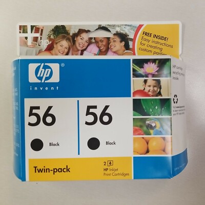 2x Genuine HP 56 C9319BN Black Ink Cartridges SEALED NEW OEM 10/2007