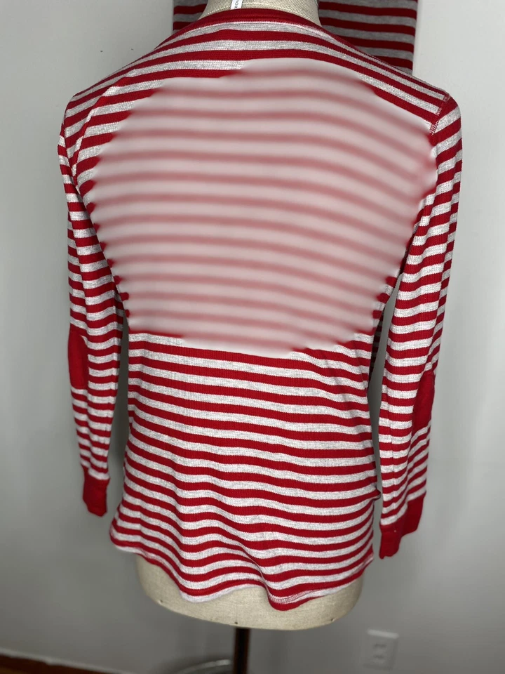 Nordstrom PJ 2 Pc Red Grey Striped M Long Underwear Base Layer Pajamas Set - Image 3 of 4