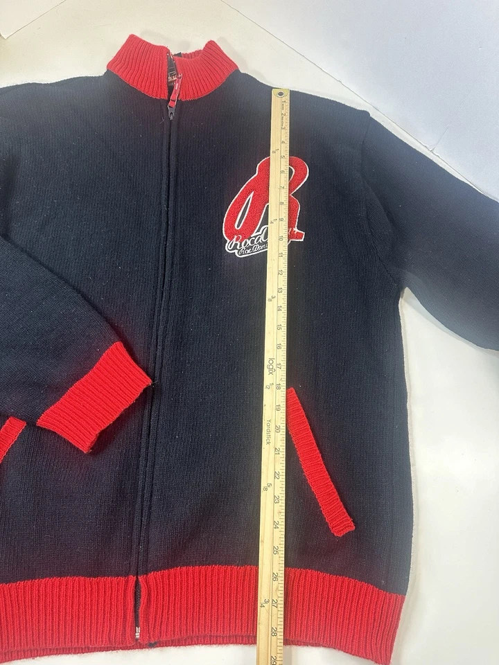 Cárdigan Suéter Rocawear Para Hombre Talla XL Negro Rojo Mezcla de Lana Cremallera Completa De Colección Foto 4 de 4
