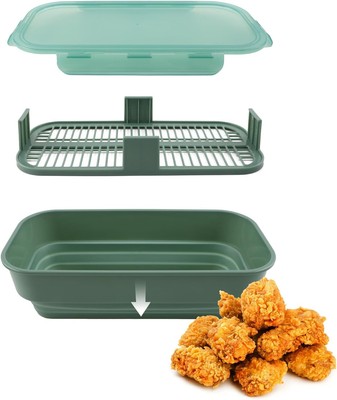 COOK WITH COLOR Collapsible Batter Bowl - Mess Free Breading Shaker Sage 