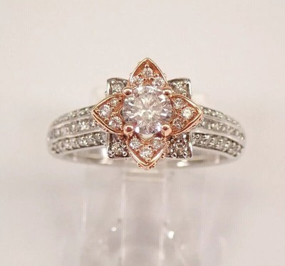 2.00 Ct Round Cut Simulated Diamond 925 Silver Ring In 14k Two Tone Gold Plated