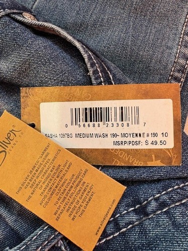 SILVER Sasha Girls Sz 10 Denim Jeans 26" Inseam New With Tags - Picture 4 of 4