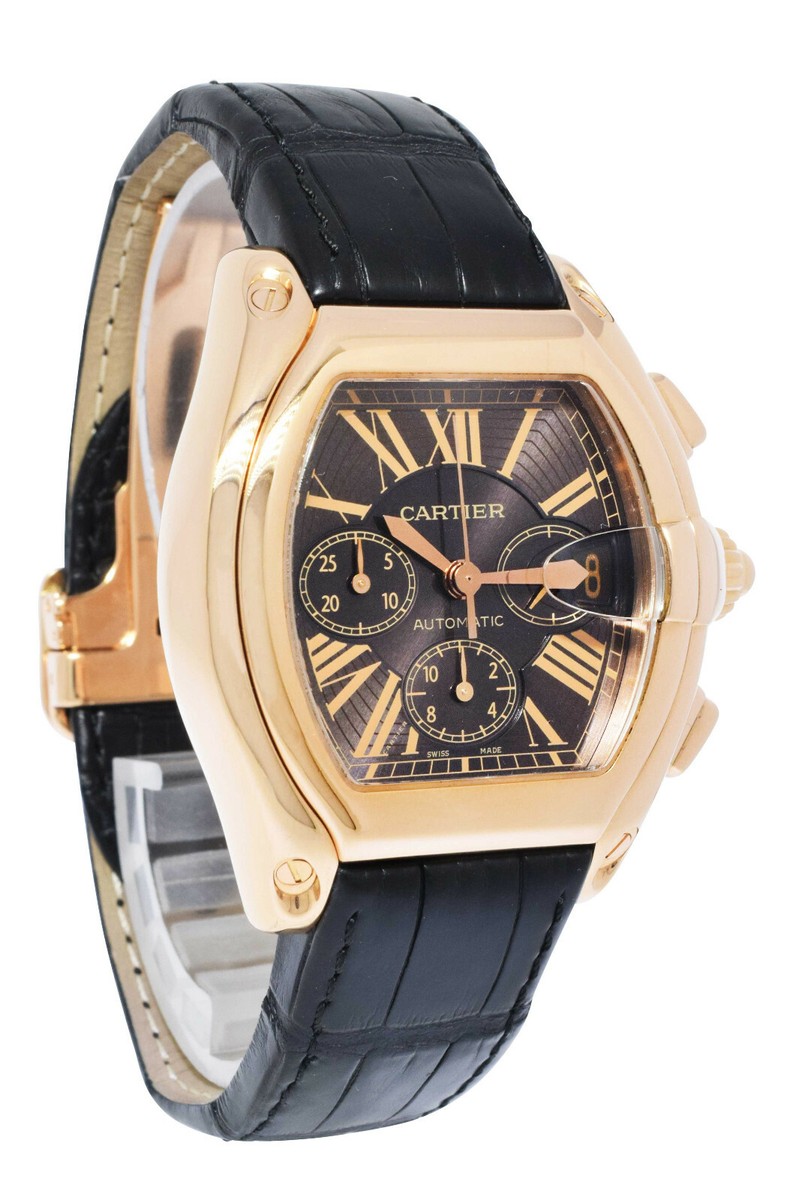 Cartier Roadster XL Chronograph 18k Rose Gold Brown Dial Men Watch