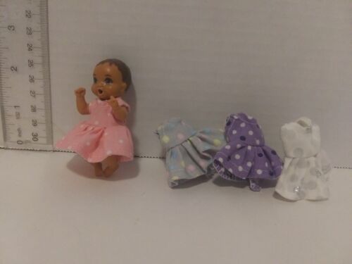 Doll Clothes made to fit b 3" size Baby -Lot of 4 Dresses- K20