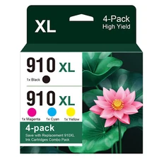 4PACK 910XL Ink Combo W/Chip for HP OfficeJet Pro 8010 8020 8022 8025 8028 8030