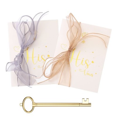 Wedding Vow Card Set, (7.87 x 5.51-Inch, Gold/Grey), Version A