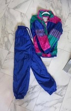 VTG 90s Casual Isle Colorblock Nylon Windbreaker Tracksuit Set Women s Petite