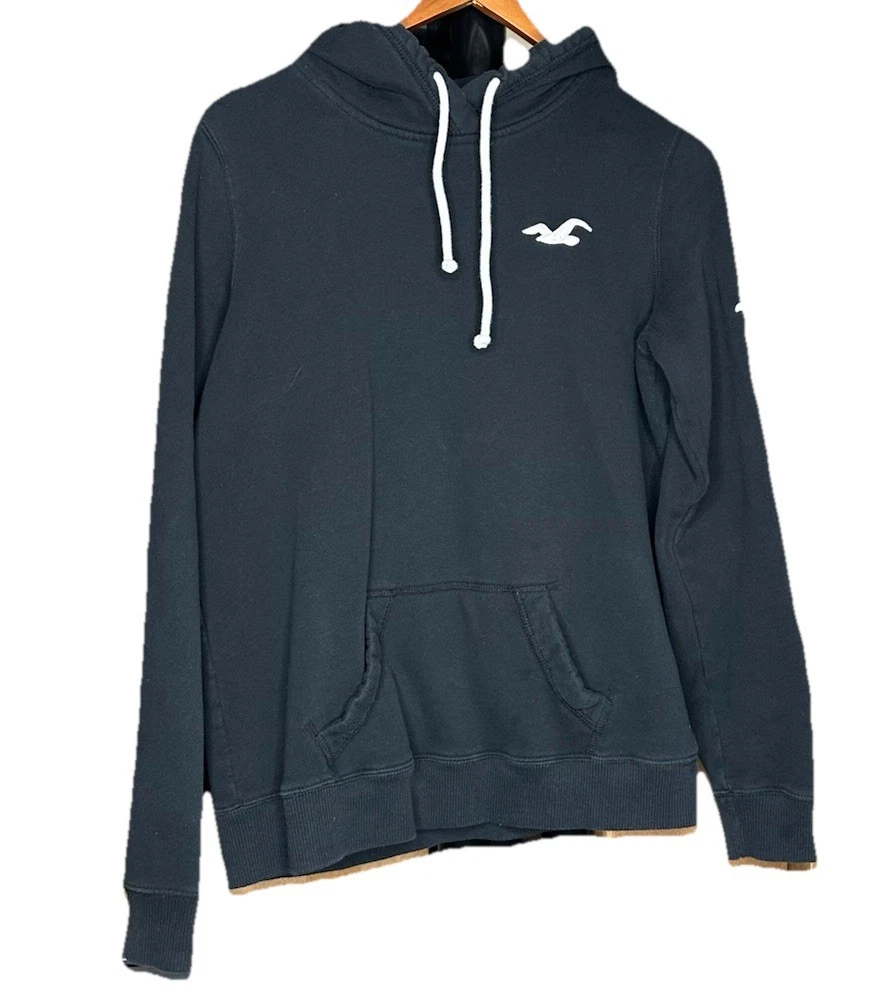 Hollister Sweatshirt Womens Medium Black Full Zip Hoodie Faded Grunge Y2K 2000s